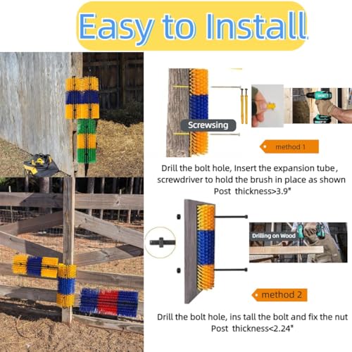 2PCS Livestock Scratching Brush for Goat Horse Cow Sheep Pig Donkey Cattle | Livestock Scratching Brush, Goat Scratcher Post, Grooming and Massage, Farm Back Scratching, Itch Relief - color: Yellow