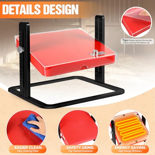 Tepsmigo Chicken Coop Heater, Chicken Heater, Brooder Plate for Chicken Coop Accessories, with Adjustable Temp, Height and Angle, Chicken Heater for Coop, Temp Pet Warmer for Ducklings Kitten Puppy