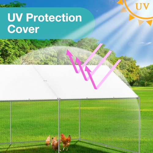 2 Pack Chicken Coop Cover Waterproof, 11.3 * 6.3 FT Chicken Run Cover Coop Tarp, Large Chicken Coop, Duck Coop Tarp Replacement,White (Top Cover Only, Frame Not Included)