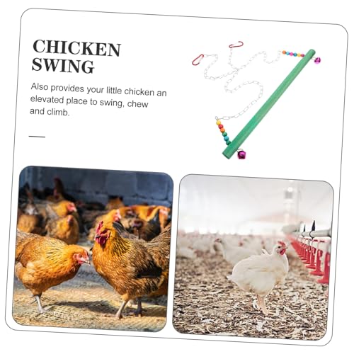 Natural Wood Chicken Perch with Swing and Ladder Pet Climbing Playground for Poultry Entertainment Coop Accessory to Reduce Boredom and Encourage Chewing Random Color