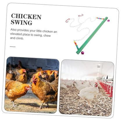 Natural Wood Chicken Perch with Swing and Ladder Pet Climbing Playground for Poultry Entertainment Coop Accessory to Reduce Boredom and Encourage Chewing Random Color
