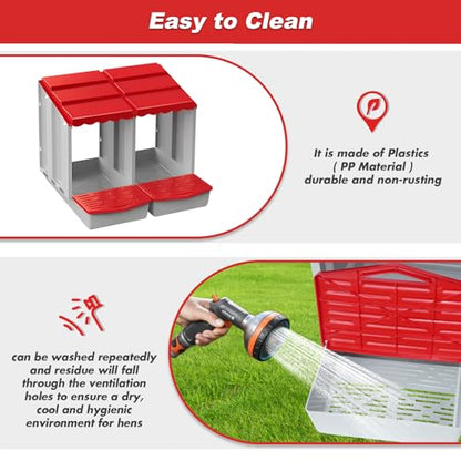 Chicken Nesting Boxes,2 Hole Nesting Box for Chicken Coop, Rolling Egg Collection and Protection Nesting Boxes - size: 2 Compartment