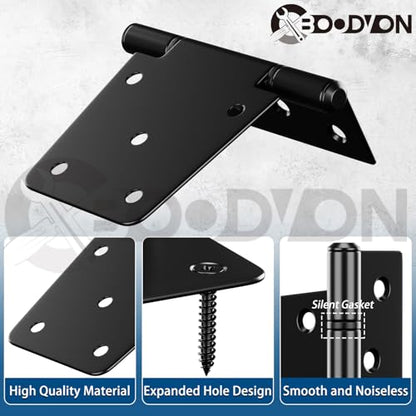 3.5 Inch Heavy Duty Gate Hinges, Extra Thick Black Shed Barn Door Hinges for Wooden Fences, Yard Gate, Vinyl Fence Gate, Garage, Gate Door Hinges for Indoor Outdoor(2 Pack)