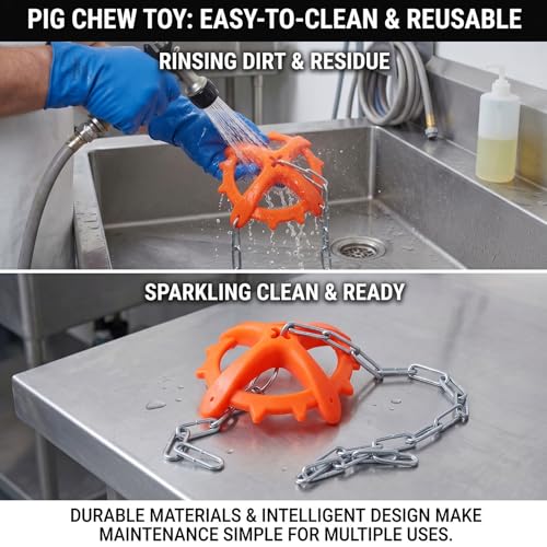 Hanging Piglet Chew Toy, Scented Durable Pig Bite Toy with Adjustable Chain, Hanging Pig Enrichment for Farm Pigs to Prevent Biting and Boredom