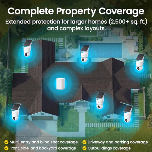 aosu SolarCam D1 Max 6-Cam Kit, 4K Solar Security Cameras Wireless Outdoor, 360° PTZ Auto Tracking & Vehicle Detection, Color Night Vision, No Subscription Required, 1TB Expandable Storage - style: 6-Cam Kit