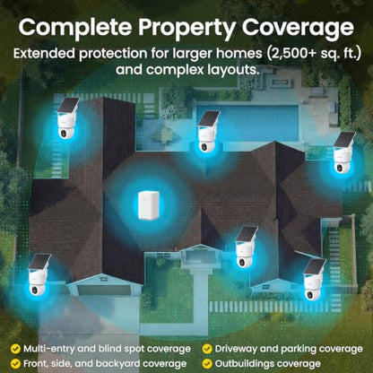 aosu SolarCam D1 Max 6-Cam Kit, 4K Solar Security Cameras Wireless Outdoor, 360° PTZ Auto Tracking & Vehicle Detection, Color Night Vision, No Subscription Required, 1TB Expandable Storage - style: 6-Cam Kit