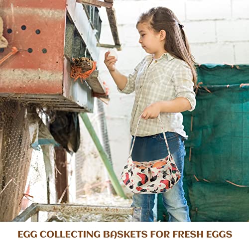 Sweetude 2 Pieces Egg Basket Mini Egg Collecting Bags Gathering Basket with 7 Pouches for Farmhouse Chicken Hen Duck Goose Housewife Garden Transporting Storage, 8 x 2.6 Inch(Cute) - color: Cute