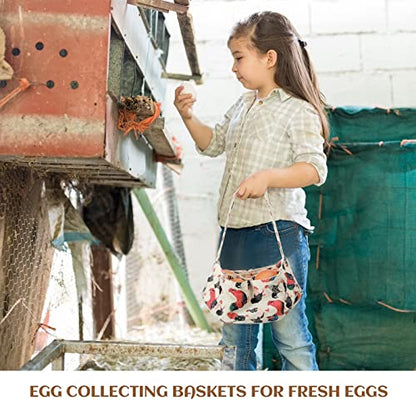 Sweetude 2 Pieces Egg Basket Mini Egg Collecting Bags Gathering Basket with 7 Pouches for Farmhouse Chicken Hen Duck Goose Housewife Garden Transporting Storage, 8 x 2.6 Inch(Cute) - color: Cute