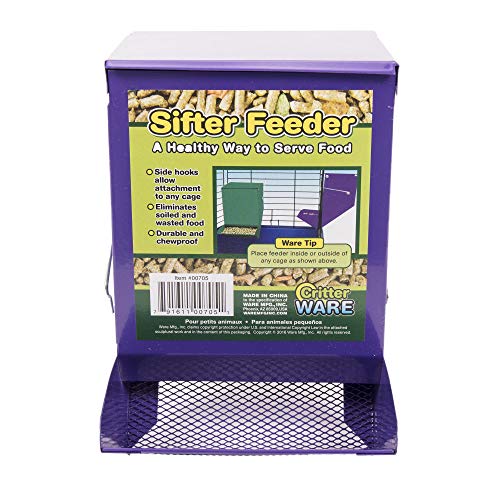 Ware Manufacturing 5-Inch Sifter Pet Feeder with Lid (Assorted Colors).