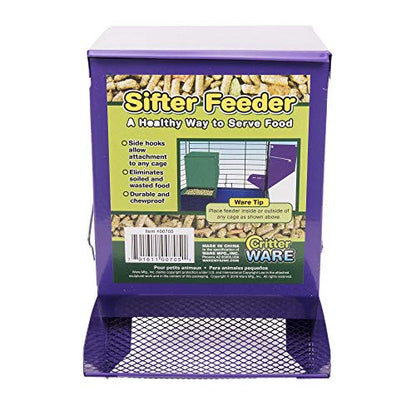 Ware Manufacturing 5-Inch Sifter Pet Feeder with Lid (Assorted Colors).