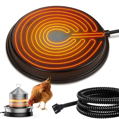 Poultry Water Heater Base for Winter, for Plastic/Metal Poultry Waterer, 14inch Thermostatically Controlled Heated Waterer for Chickens 80W,Chicken Coop Accessories