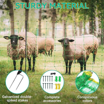 PPOLB Electric Fence Netting - 42.5" H x 164' L, Portable Movable Livestock Nets Mesh for Goats, Sheep, Hogs, Dog, All-Purpose Electric Fencing for Backyards, Homesteaders, Farms Ranches, and Gardens - size: 42.5" H x 164' L Livestock