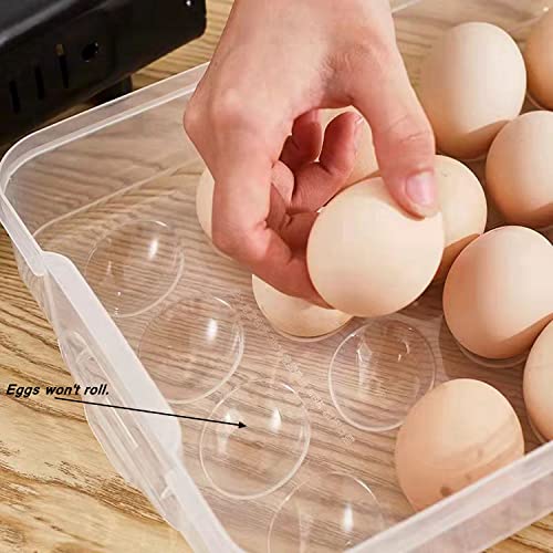 Egg Storage Container for Refrigerator, 3-Layer Deviled Egg Tray, Stackable Fridge Egg Organizer with Lid and Handle, Extra Large Holder, 60 Count Eggs Keeper(blue 3 layer) | 3-Layer, 60 eggs, Stackable Storage Holder with Handle for Refrigerator for Camp