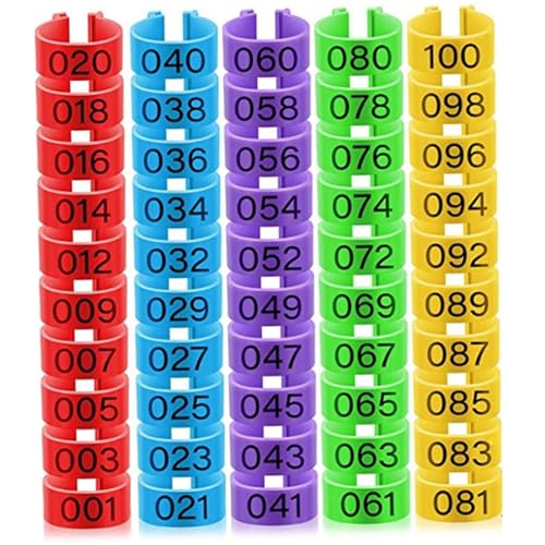 Chicken Leg Bands, 50PCS 16mm 1-50 Numbered Chicken Tags, Reusable Washable Plastic Chick Leg Bands, Easy to Install Identification Tags for Hens, Ducks, Chicks, Chick