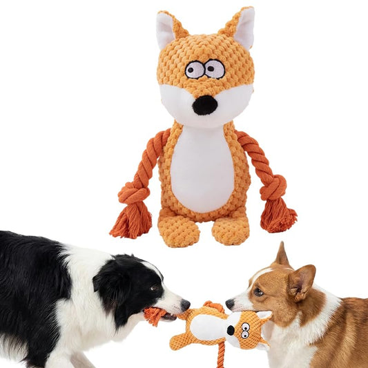 Plush Dog Chew Toys,2026 New Squeaky Dog Toy for Aggressive Chewers, Indestructible Dog Toy for Small Medium Large Dogs to Keep Them Busy Puppy Teething Toy (Fox) - color: Fox