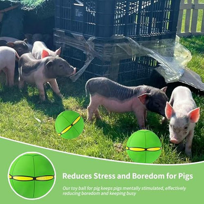 Pig Toy - Toy for Pigs, Interactive Pig Flying Saucer Disc Ball Toys with 6 Lights for Mini Pigs, Enrichment Play for Pet Pigs Supplies Enjoyment and Fun-Green - color: Green