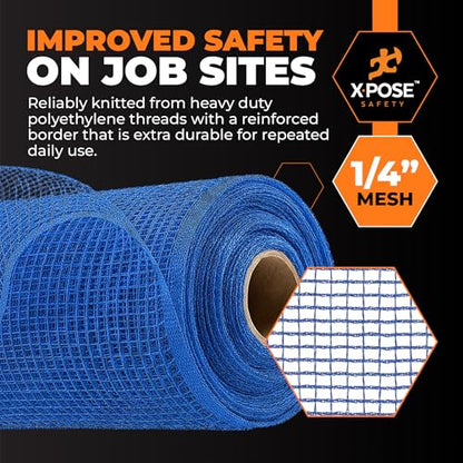 Xpose Safety Construction Safety Netting – 4' x 150', 1/4" Mesh Scaffold Safety Net, Temporary Material Roll, Visibility Fence, Heavy-Duty Fire Retardant, Blue - color: 4) Blue, size: 4' X 150' – 1/4" Mesh