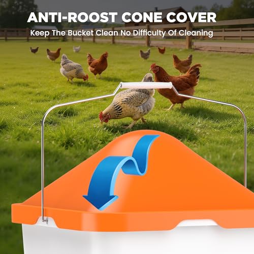 Eggluuz 5 Gallons Chicken Waterer Bucket with Horizontal Nipples, Adjustable Legs and Anti-Roost Cone