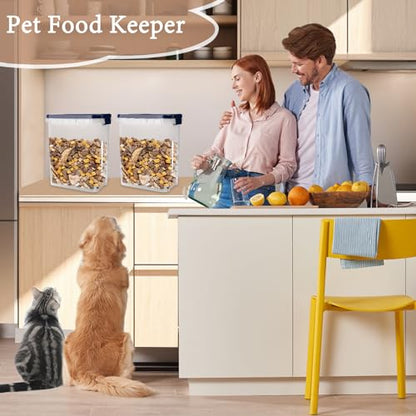 5-10 Lbs Cat Food Storage Container with Scoop - Airtight Dog Food Container - Buckle-Lock Pet Food Container for Dog, Cat, Bird Seed, Chicken, Dry Food Storage Bin Container for Rice, Cereal, Flour