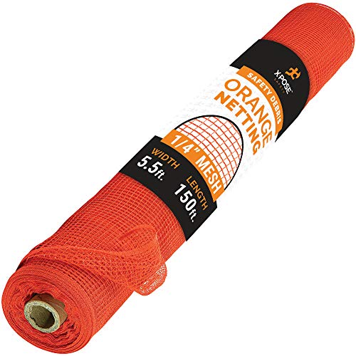 Xpose Safety Construction Safety Netting – 5.5' x 150', 1/4" Mesh Scaffold Safety Net, Temporary Material Roll, Visibility Fence, Heavy-Duty Fire Retardant, Orange - color: 2) Orange, size: 5.5' X 150' – 1/4" Mesh