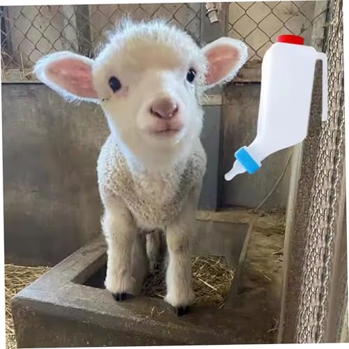 2Pcs 800ml Lamb Baby Bottle Hanging Plastic Milk Feeder with Handle for Goat & Calf