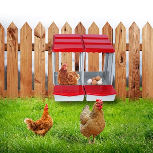 Chicken Nesting Boxes,2 Hole Nesting Box for Chicken Coop, Rolling Egg Collection and Protection Nesting Boxes - size: 2 Compartment
