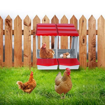 Chicken Nesting Boxes,2 Hole Nesting Box for Chicken Coop, Rolling Egg Collection and Protection Nesting Boxes - size: 2 Compartment