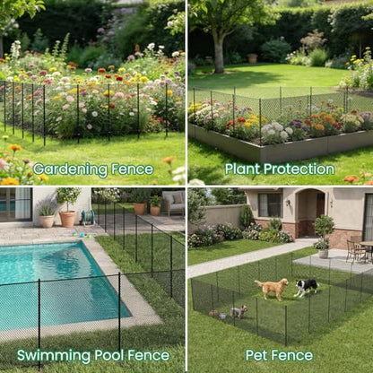 SUNYRISY Garden Mesh Fence Temporary Fencing Outdoor Dog Fence with Steel Stakes, 40in x 98.4ft Chicken Fencing Plastic Netting Animal Barrier for Backyard Poultry Pet, Black Diamond - color: Black Diamond