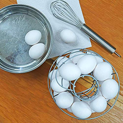 Steel Egg Skelter Dispenser Rack,Spiral Egg Holder, Save space, Egg Display Holder, Wire Chicken Egg Storage Organizer,Egg Basket for Countertop Kitchen (Silver) - color: Silver