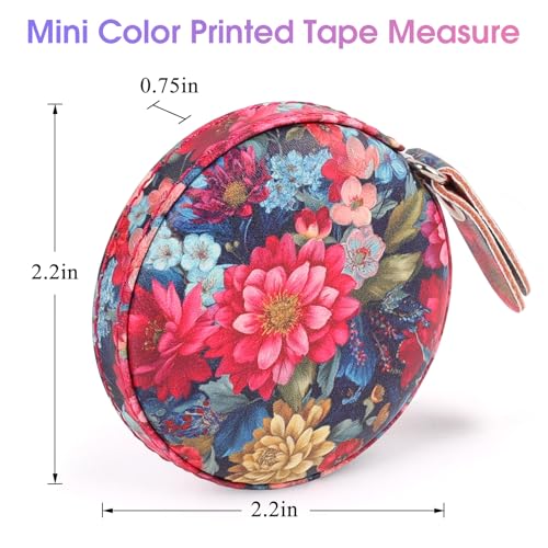 Retractable Mini Tape Measure, Auto-Retract, Premium Leather Tape Measure, Dual-Sided Ruler, Ideal for Fabric Cutting, Body Measurements, and Handicrafts (Colorful Flowers) - color: Colorful Flowers