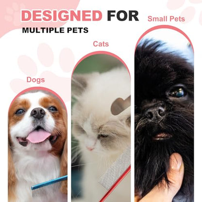 Grooming Pet Comb, 7.2Inch Dog Rat Tail Comb with Rounded Ends Cat Hair Trimmer Combs Knots Mats Loose Hair Removal (Red), Intended for Small Dog Cat - color: Red