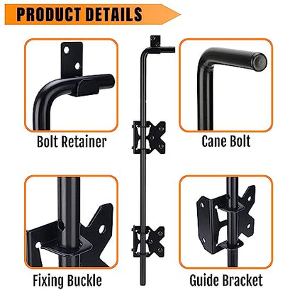 Upgrade 36" Heavy Duty Cane Bolt Gate Drop Rod-Steel Gate Ground Latch Designed for Wood Metal Vinyl Gates or Double Doors Fence - size: 36 Inch-1 Pack