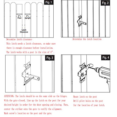 Self-Locking Gate Latch - Post Mount Automatic Gravity Lever Wood Fence Gate Latches with Fasteners/Black Finish Steel Gate Latch to Secure Pool
