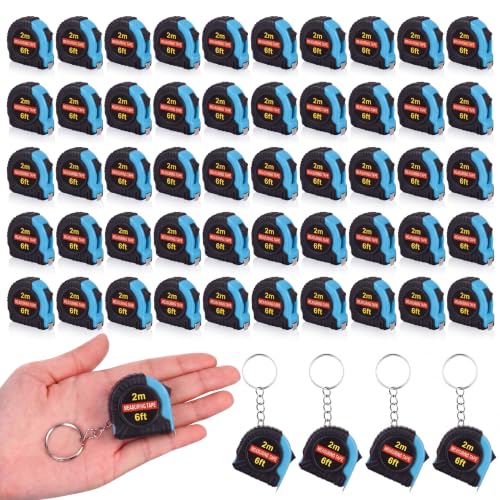 Kanayu 50 Pcs Mini Tape Measure Keychains 6 ft Small Retractable Measuring Tape Bulk with Lock Steel Easy Read Pocket for Birthday Party Favors Daily Use (Aqua Blue) - color: Aqua Blue, size: 6 ft
