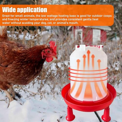 Heated Chicken Waterer, Integrated Temperature Chicken Water Heater with Handle for Chicken Coop, Poultry Water Dispenser for Winter (6, Liters)
