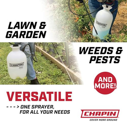 Chapin 20004 Pump Sprayer, 1-Gallon SureSpray Translucent Tank with an Easy Fill Funnel-Top Opening, Adjustable Cone Nozzle & 34" Long Reach Hose, Used for Fertilizer, Pesticides, Weeds & Pests | Durable lightweight tank; ideal for weed control, plant car