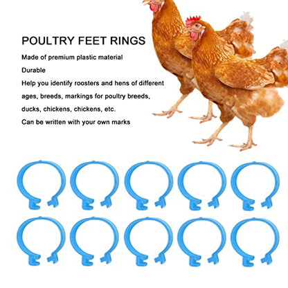 100Pcs Poultry Foot Ring Chicken Bird Duck Identification Leg Bands Open Type Buckle Chicken Ankle Rings (25mm) - size: 25mm, style: 25mm