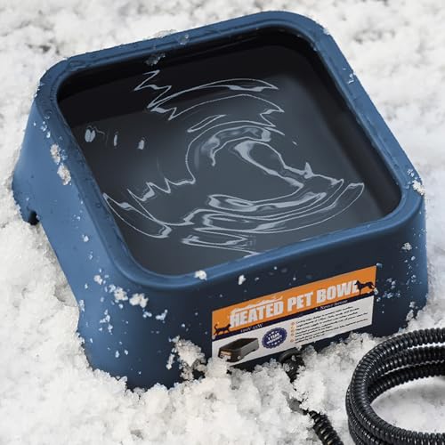 Heated Water Bowl for Outdoor Dogs Cats, 3.5L / 120oz Large Heated Pet Water Bowl with Chew Resistant Power Cord, Thermal-Bowl No-Freeze Heated Dog Water Dish for Winter, Rabbit Chicken Duck Bird Use - color: BLUE