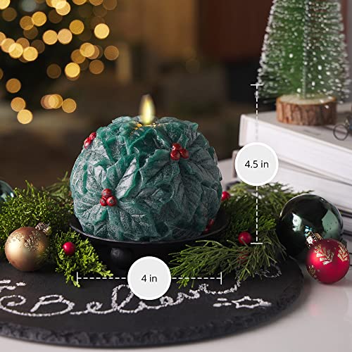 Luminara - Flameless Holiday Crystal Beads Glitter Sphere Candle - Chalky Green - Pack of 1-4x4.25 - Auto Timer Built-in 5-Hour Timer Indoor Use - color: Chalky Green