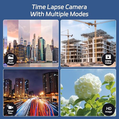 Dsoon Time Lapse Camera,1080p FHD Outdoor Construction Timelapse Camera, IP66 Waterproof,110° Wide Angle,Extral Standby for Capture Building & Courtyard Progress, Climate, Garden (64GB TF Card) - style: TL2100-5