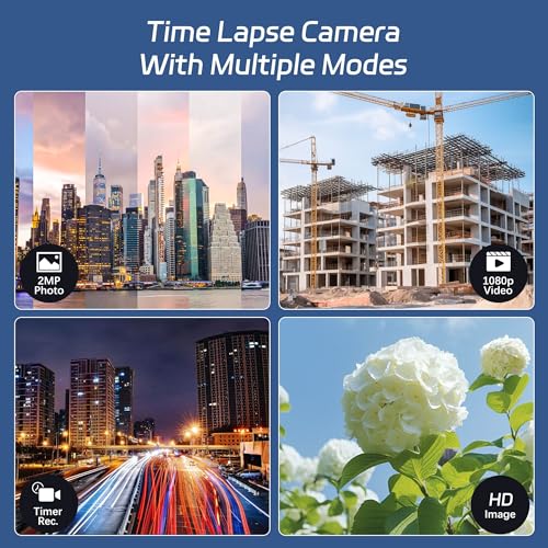 Dsoon Time Lapse Camera,1080P HD Timelapse Camera Outdoor,110° Wide Angle & 2.4" LCD Screen,180 Days Standby for Record Construction, Weather, Plant,Drawing(64GB TF Card Included) - style: TL2100-6