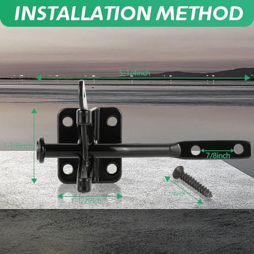 Upgrade Self-Locking Gate Latch for Wooden Fence Heavy Duty, Automatic Gravity Lever Gate Latches with Longer Fasteners & Pull String for Garden,