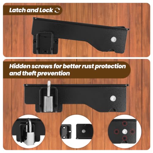 Kryonix 7.5" Flip Gate Latch Lock with 3 Padlock Hole, Heavy Duty Carbon Steel Door Latch for Outdoor Wooden Fence, 180° Adjustable Double Gate Latch for Sliding Swing Open Gate,Barn Door - size: 1PCS-Upgraded