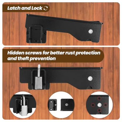 Kryonix 7.5" Flip Gate Latch Lock with 3 Padlock Hole, Heavy Duty Carbon Steel Door Latch for Outdoor Wooden Fence, 180° Adjustable Double Gate Latch for Sliding Swing Open Gate,Barn Door - size: 1PCS-Upgraded