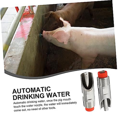 POPETPOP Automatic Pig Nipple Waterer Livestock Water Trough for Pigs Stainless Steel Waterer Pcs Set Easy to Use Maintain