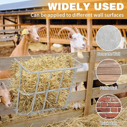 Outvita Livestock Feeder, 18 Gallons Large Capacity, Heavy-Duty Steel Goat Hay Rack, 22.5" Long Wall Mounted Horse Hay Holder, Multiple Sided Feeding Rack for Sheep Farm Livestock Indoor Outdoor - size: 22.5 in