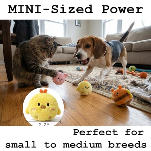 Mini Fluffy Squeaky Pet Ball for Small Dogs and Cats, 2-Inch Soft Plush Indoor Toy Ball, Gentle Interactive Play, 1 Pack Chick - color: Chick