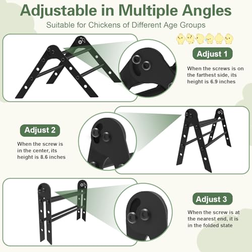 Adjustable Metal Chicken Perch for Coop, ULENDIS Heavy-Duty Chick Roosting Bar for Brooder, Chicks Stand Training Perches Ladder for Bird Parrot Hens Macaw (4 Roots)