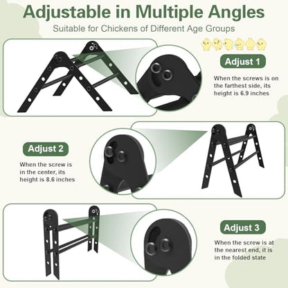 Adjustable Metal Chicken Perch for Coop, ULENDIS Heavy-Duty Chick Roosting Bar for Brooder, Chicks Stand Training Perches Ladder for Bird Parrot Hens Macaw (4 Roots)