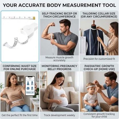 Body Measuring Tape Set, 60in/150cm, Automatic Retractable Tape Measure with Direct Reading, One-Hand Operation for Fitness Weight Loss, Waist, Bust, Hip Measurement, Sewing Tailoring Supplies
